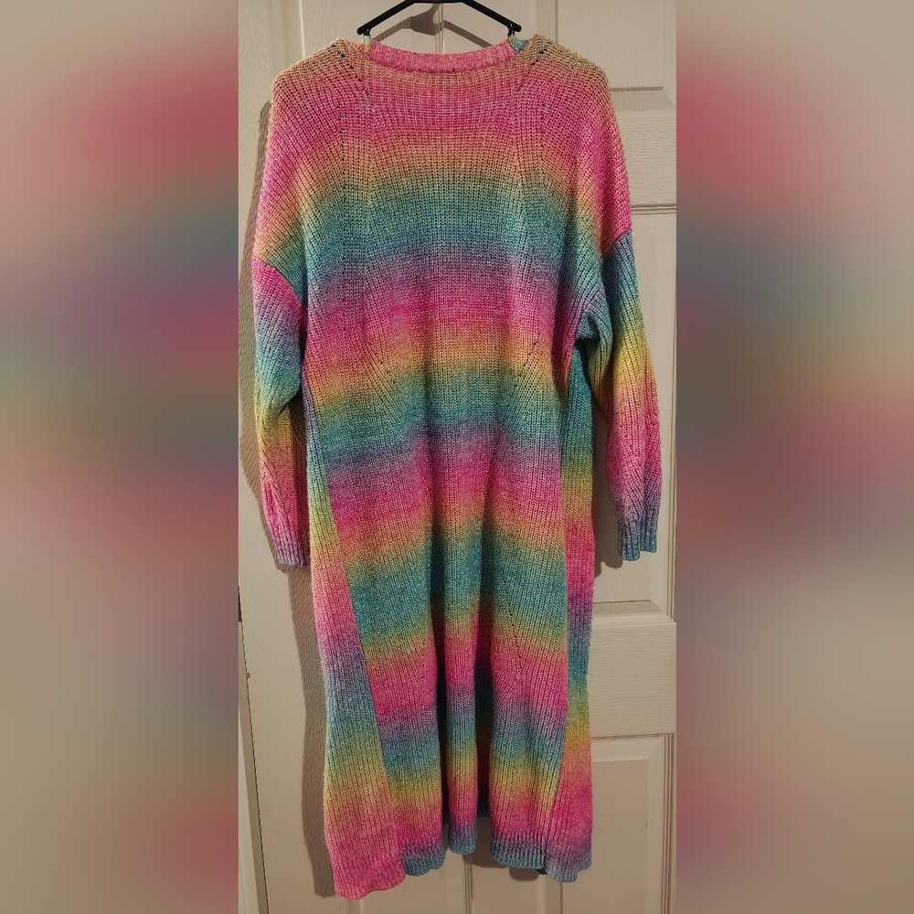 Torrid Rainbow Knit Open Front Cardigan Sweater Size 2 - Picture 7 of 7